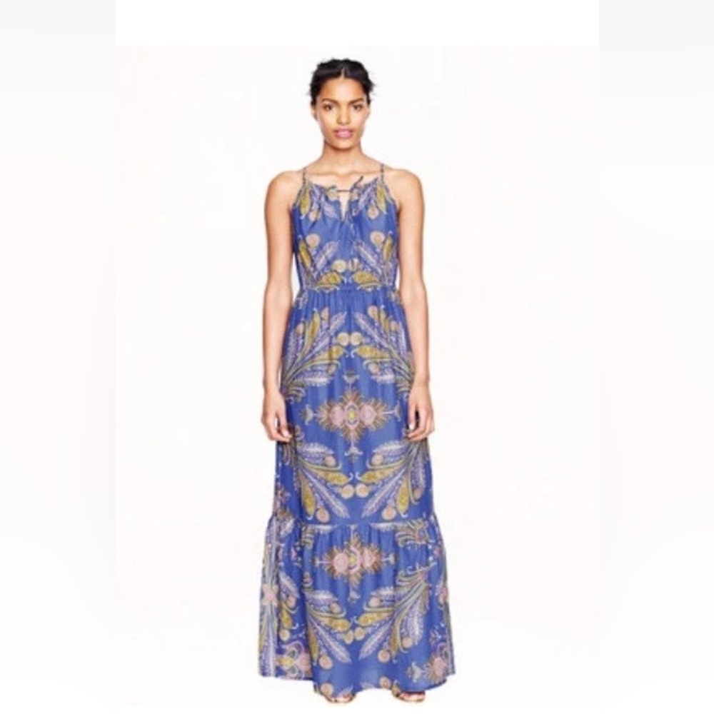 J. Crew Feather Paisley Maxi Dress, Cotton & Silk, A756,  Size 4